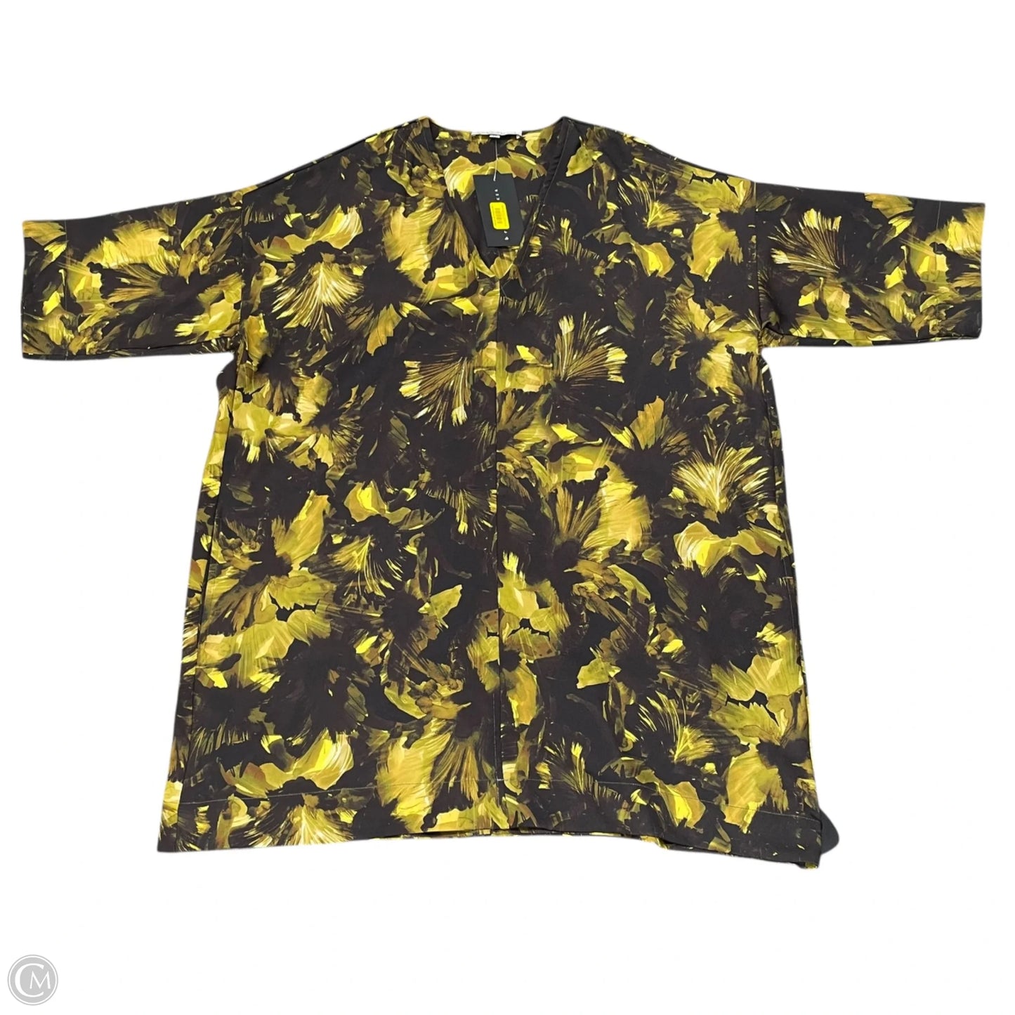 Tunic Short Sleeve By Bryn Walker In Black & Yellow, Size: M