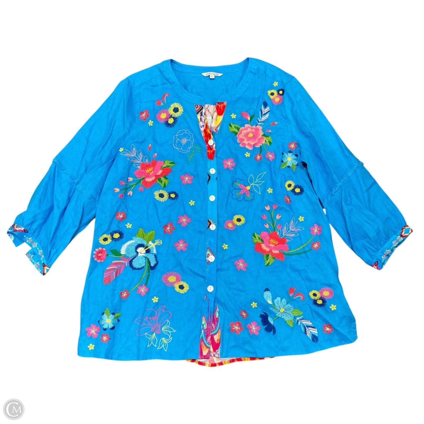 Tunic Long Sleeve By John Mark In Blue, Size: L