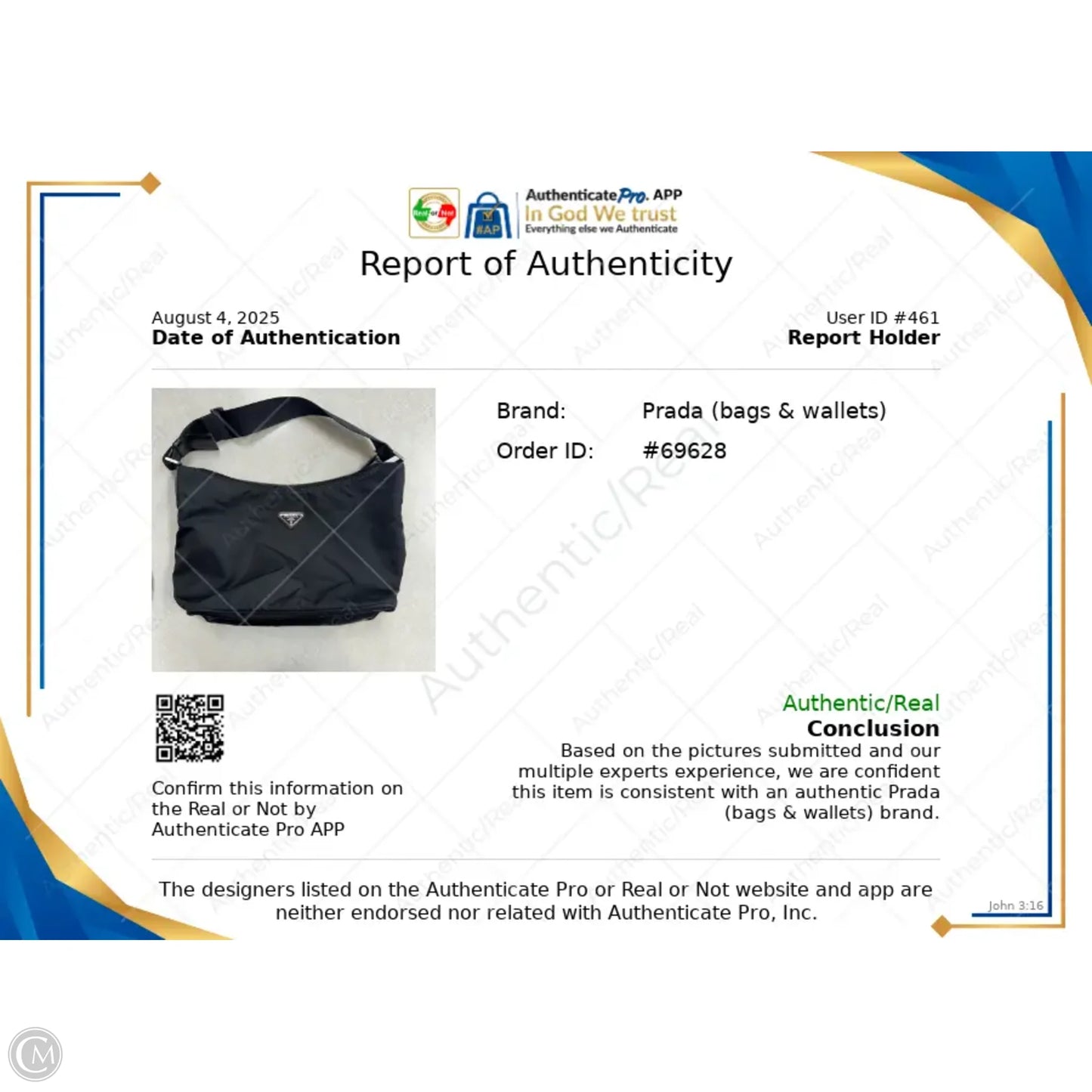 Handbag Luxury Designer By Prada, Size: Medium