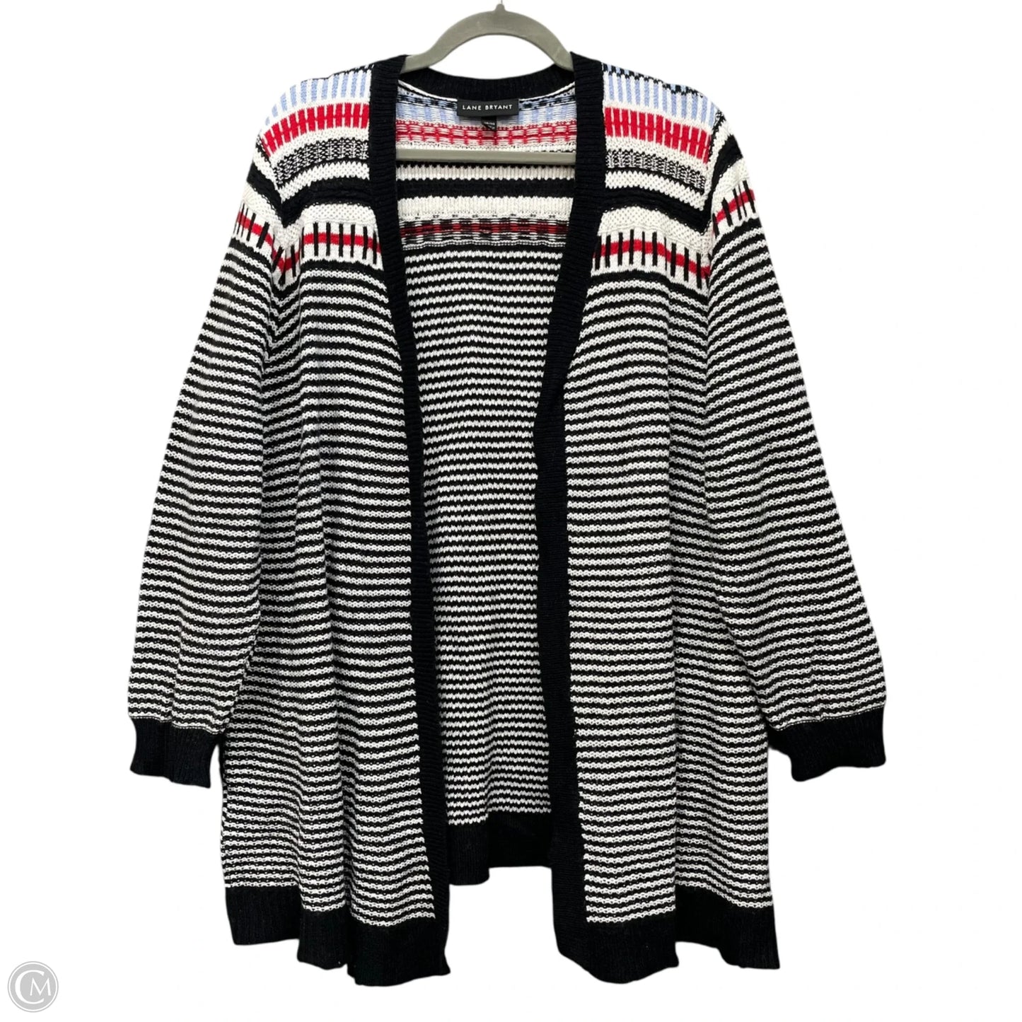 Sweater Cardigan By Lane Bryant In Black & White, Size: 1x