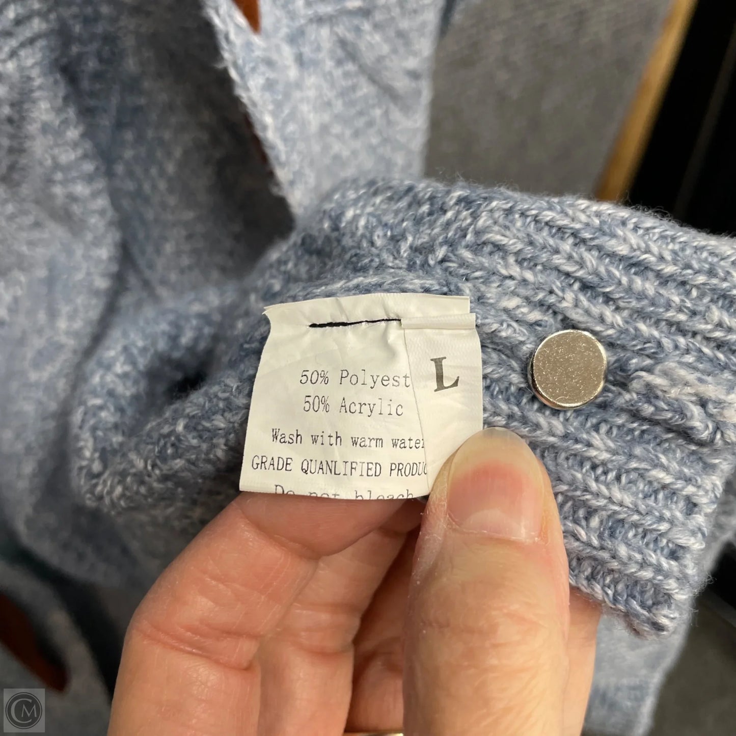 Sweater Cardigan By Clothes Mentor In Blue, Size: L
