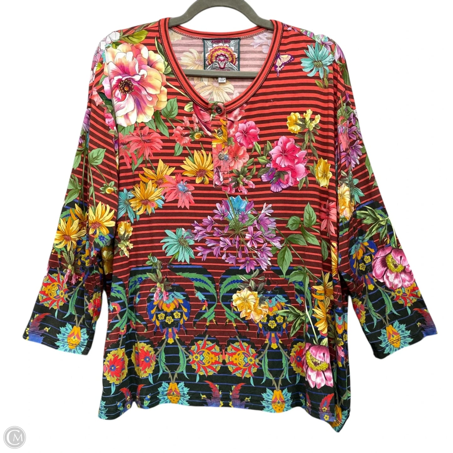 Top Long Sleeve By Johnny Was In Floral Print, Size: 8
