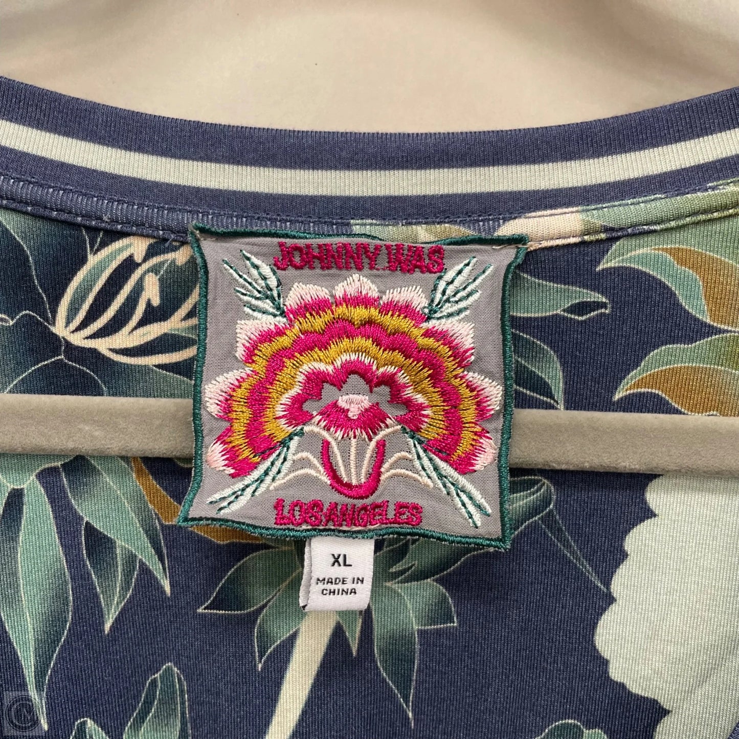 Top Long Sleeve By Johnny Was In Blue & Green, Size: Xl