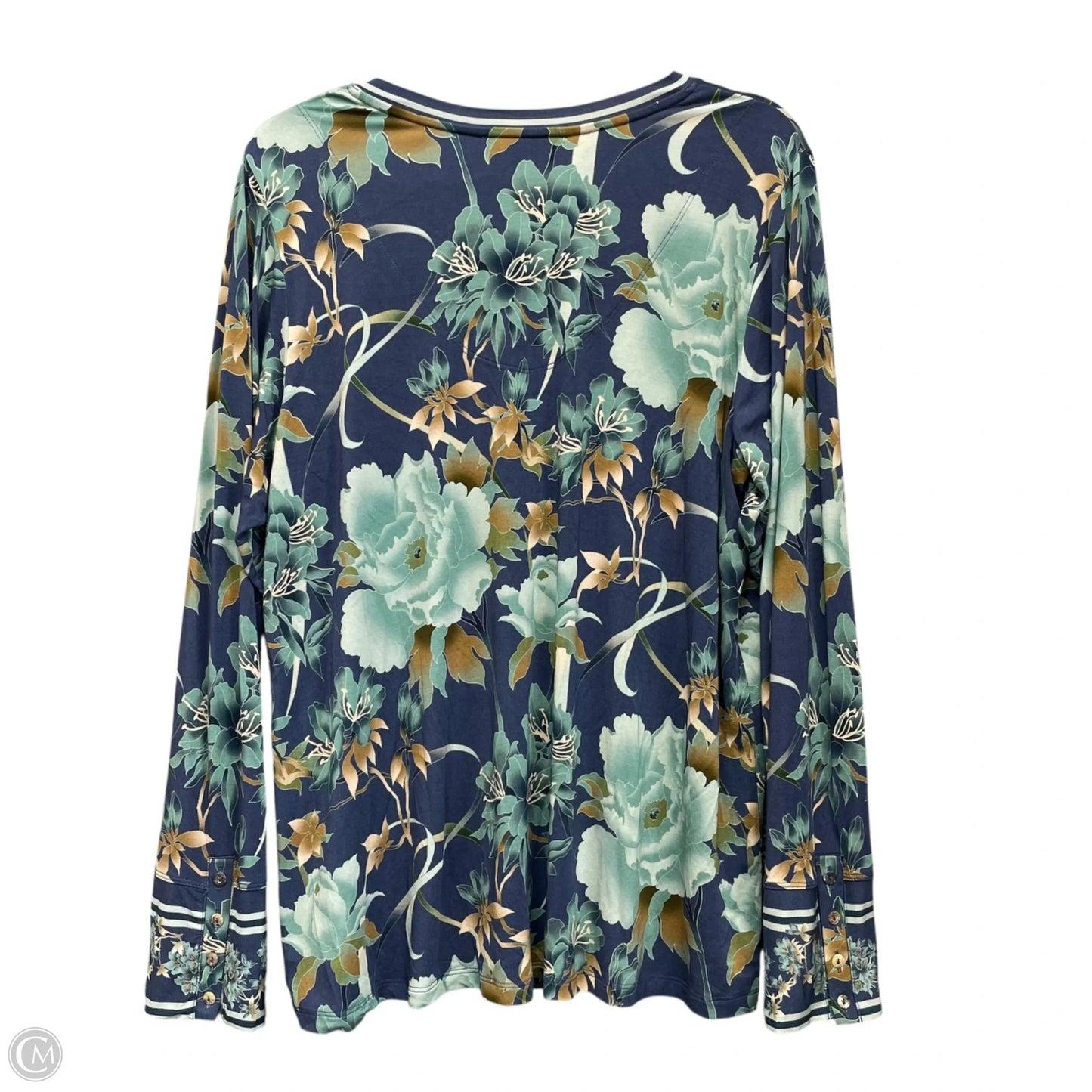 Top Long Sleeve By Johnny Was In Blue & Green, Size: Xl