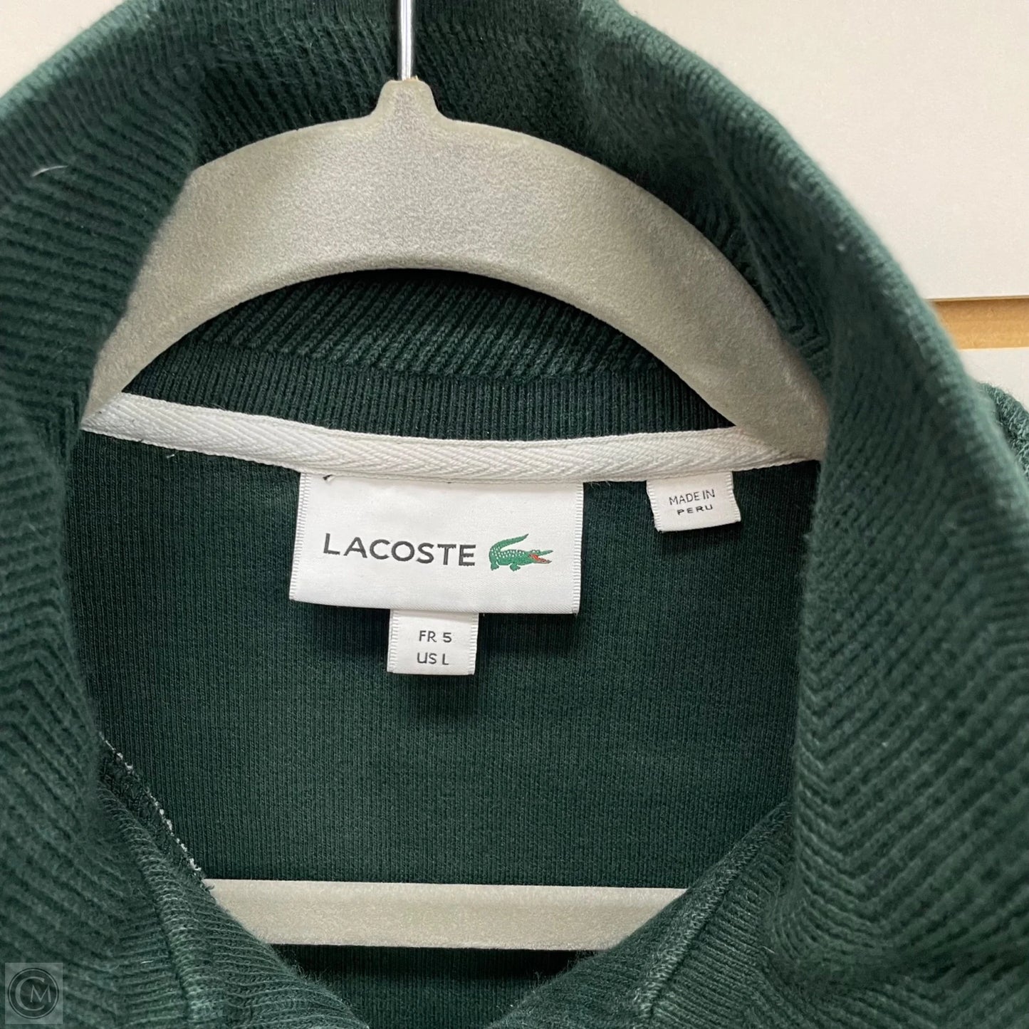 Sweatshirt Collar By Lacoste In Green, Size: L