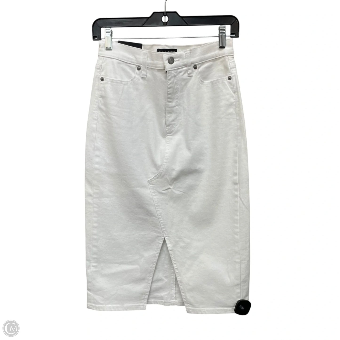 Skirt Midi By Banana Republic In White Denim, Size: 0