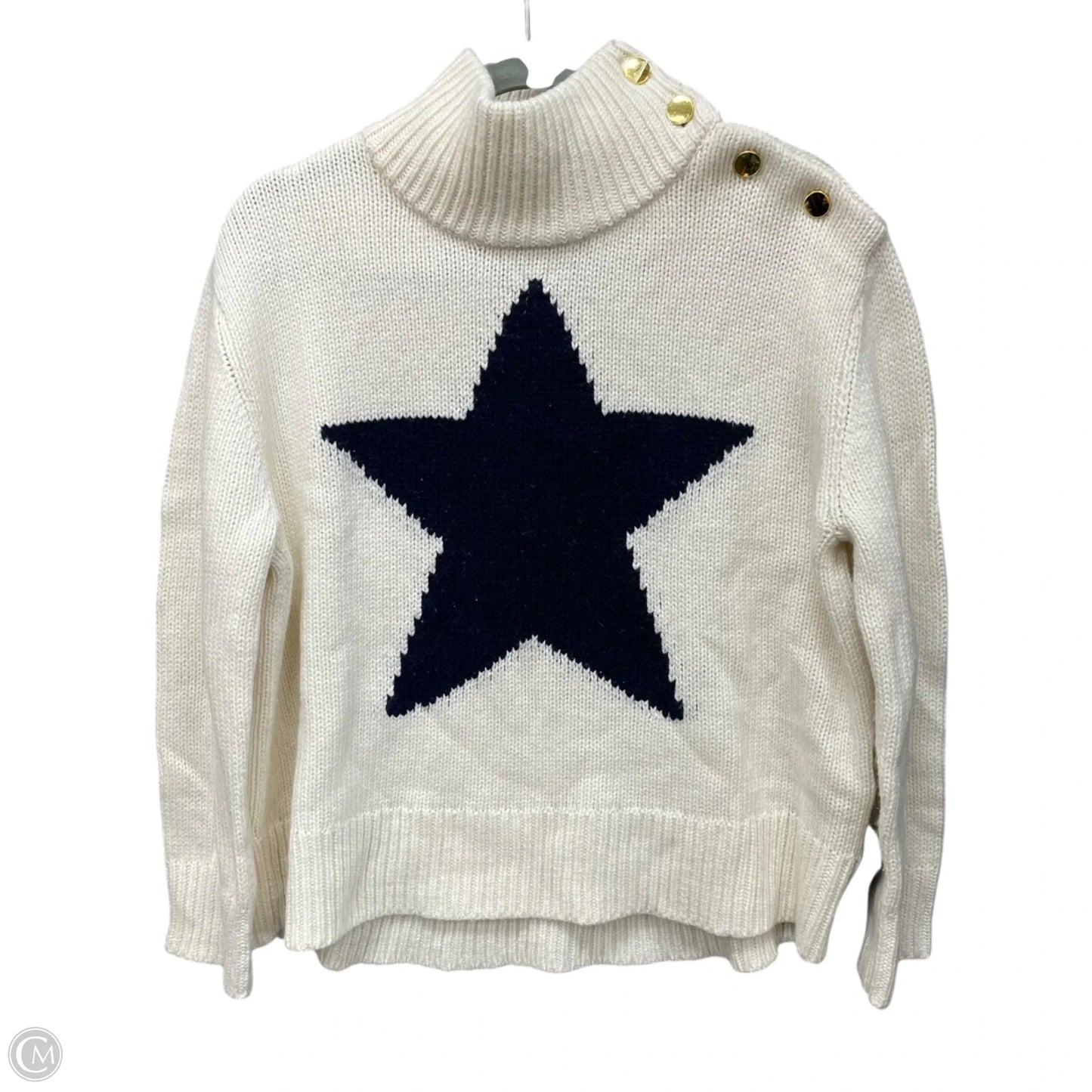 Sweater Designer By Kate Spade In Blue & Cream, Size: M