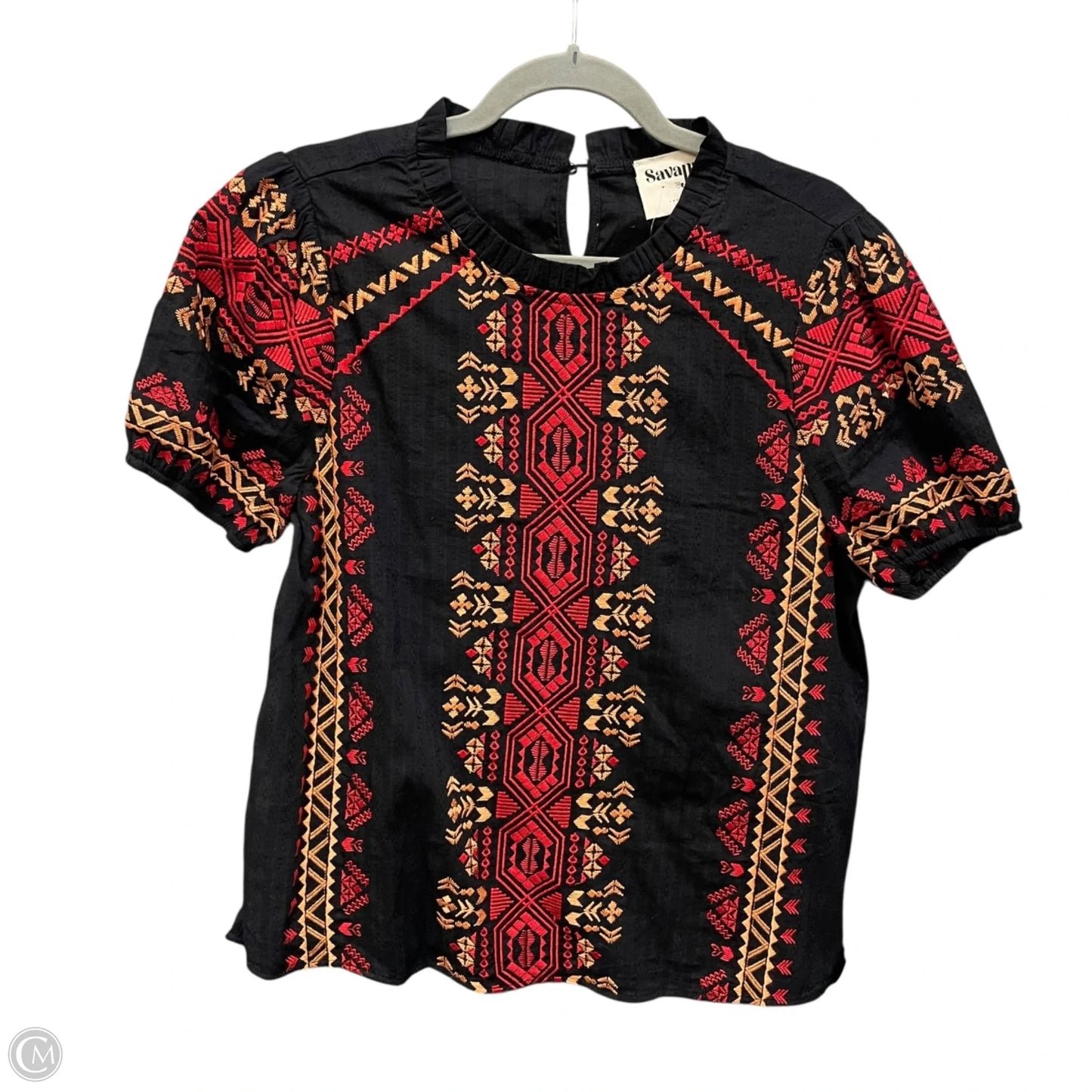 Top Short Sleeve By Savanna Jane In Black & Red, Size: S