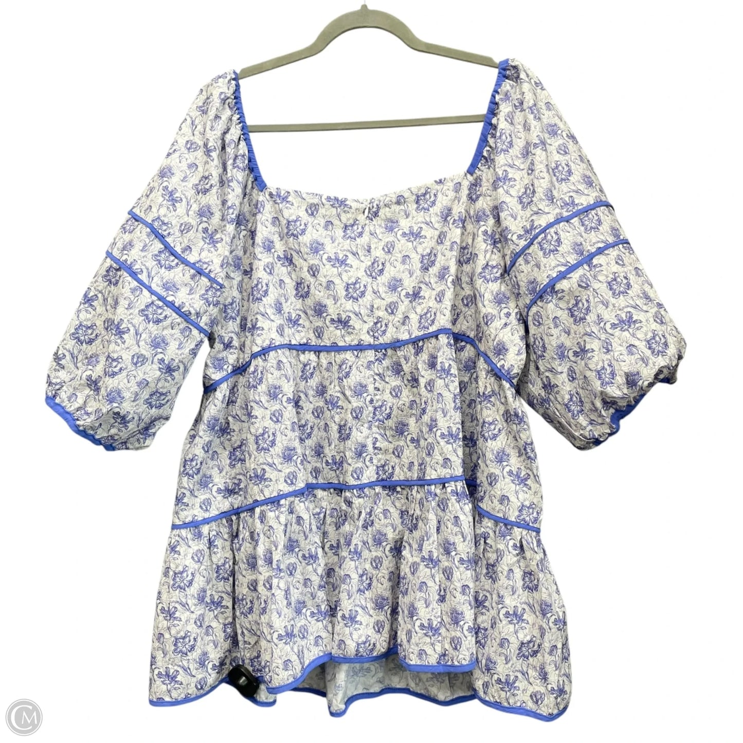 Tunic Short Sleeve By She + Sky In Blue & White, Size: 2x