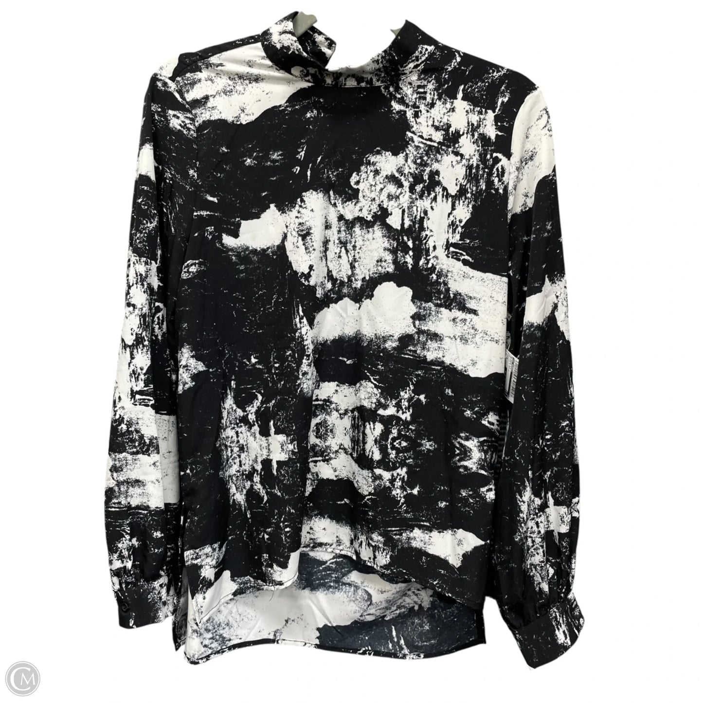 Blouse Long Sleeve By Ax Armani In Black & White, Size: 8