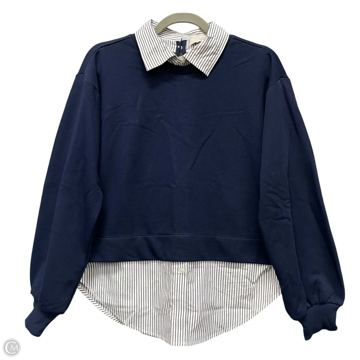 Sweatshirt Collar By Loft In Blue & White, Size: Xs
