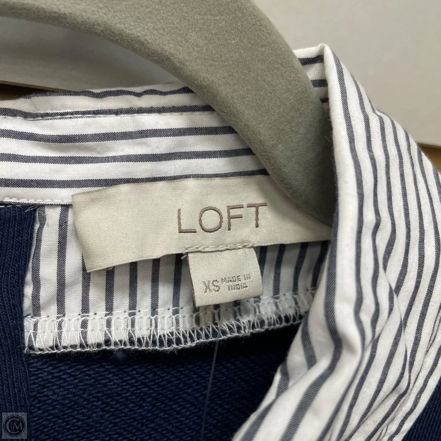 Sweatshirt Collar By Loft In Blue & White, Size: Xs