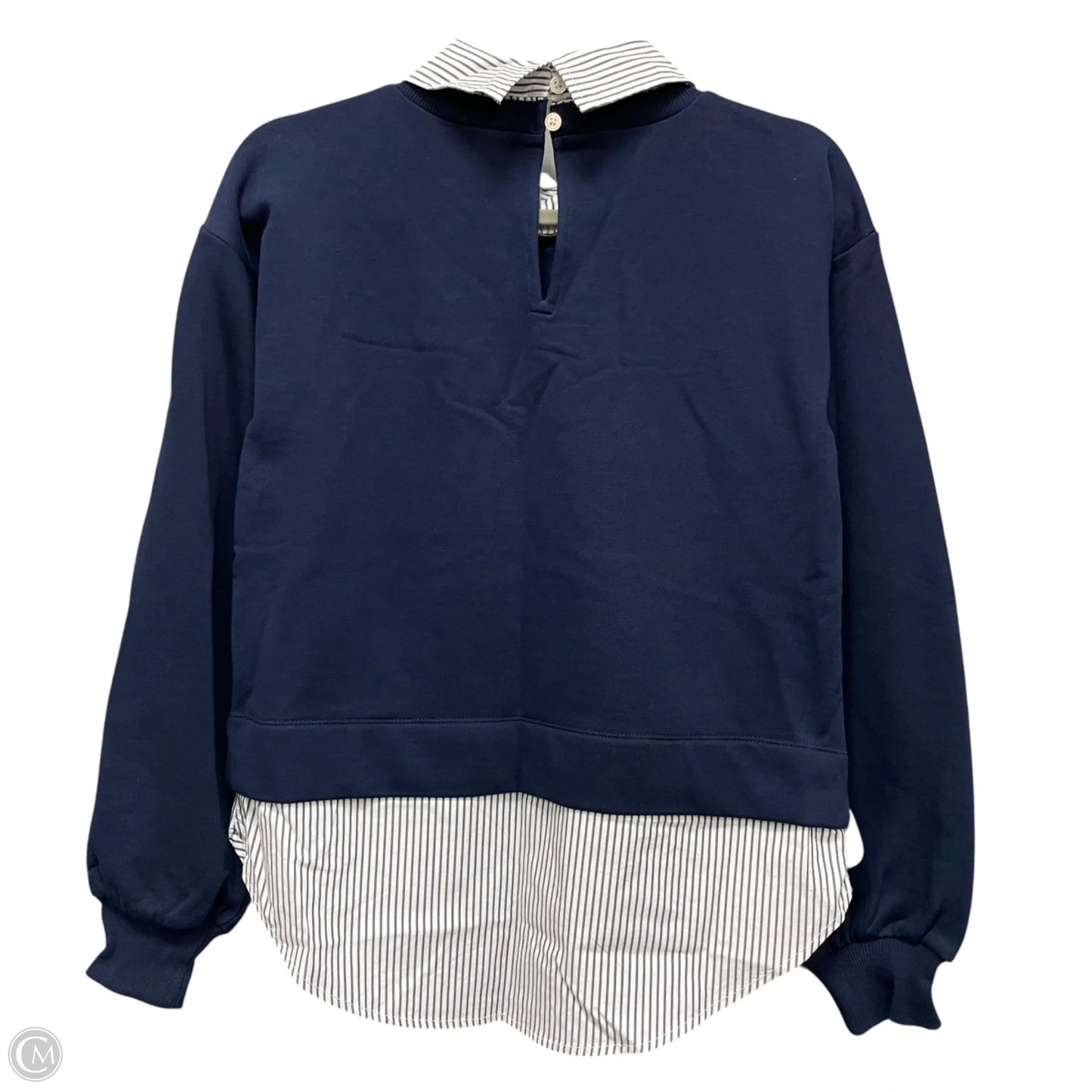 Sweatshirt Collar By Loft In Blue & White, Size: Xs