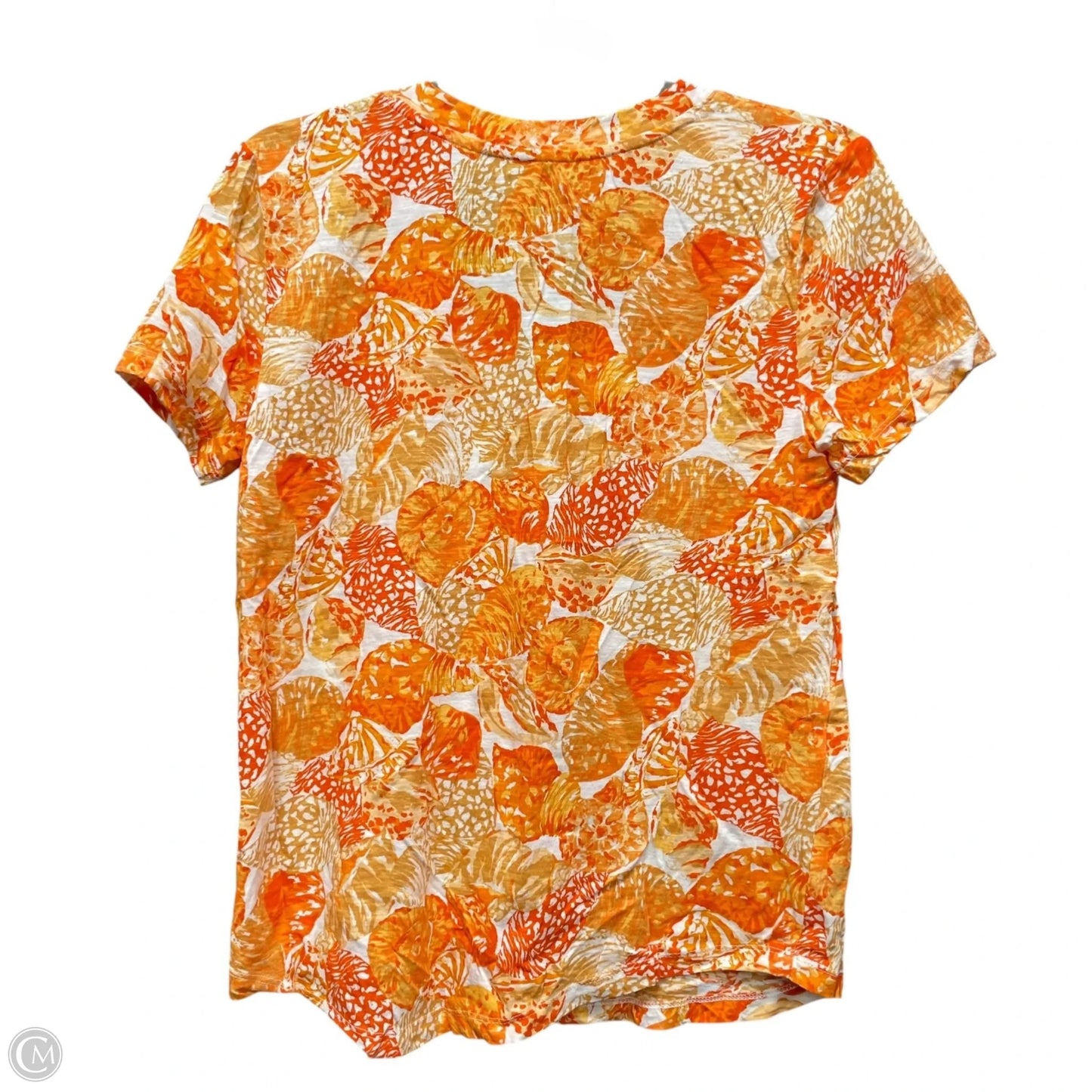 Top Short Sleeve Basic By Loft In Orange & White, Size: S