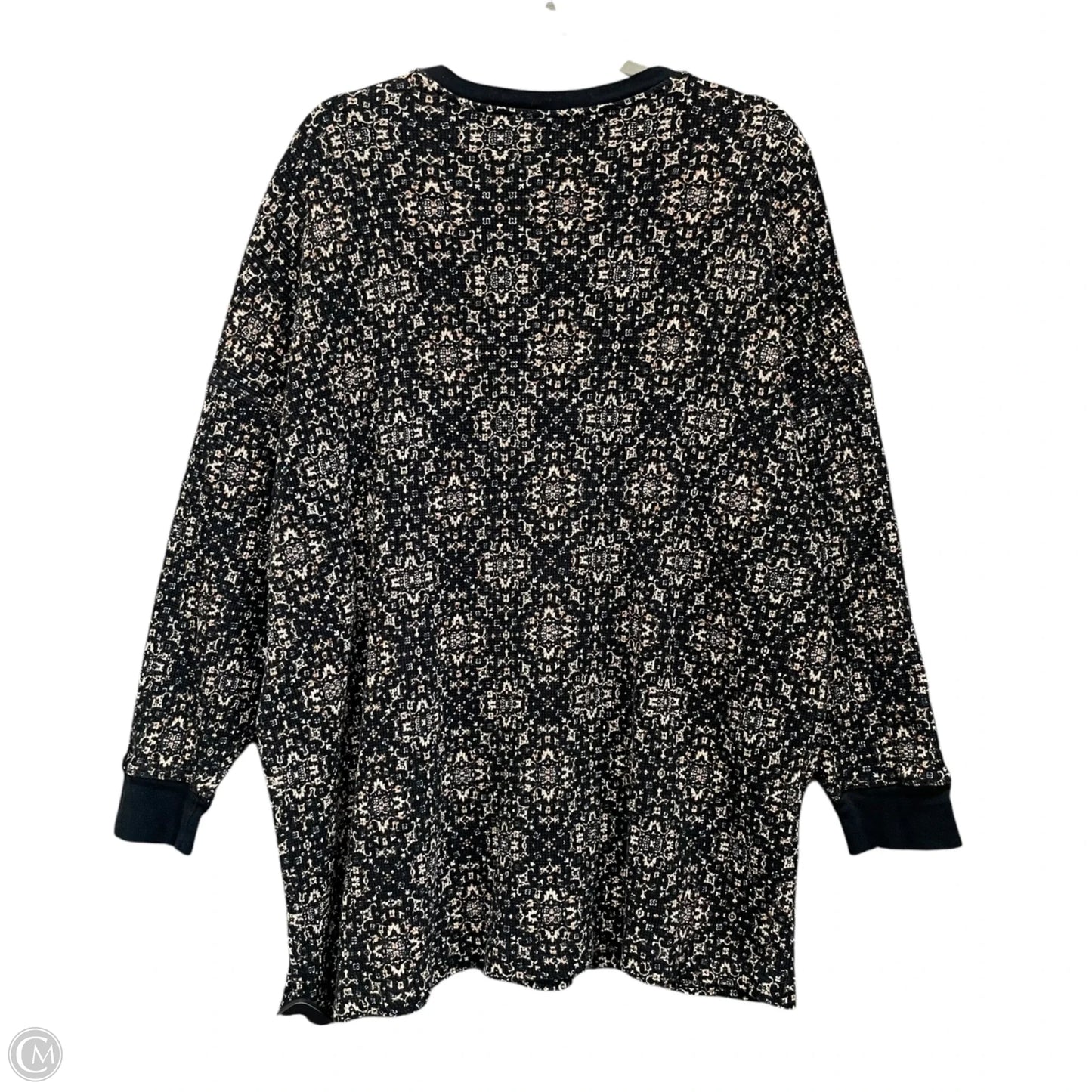 Tunic 3/4 Sleeve By Free People In Black & Cream, Size: M