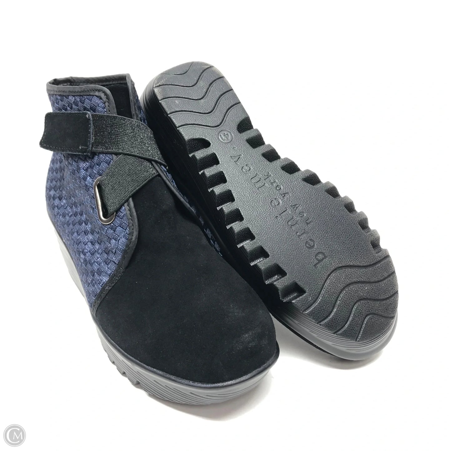 Shoes Heels Wedge By Bernie Mev In Black & Blue, Size: 10