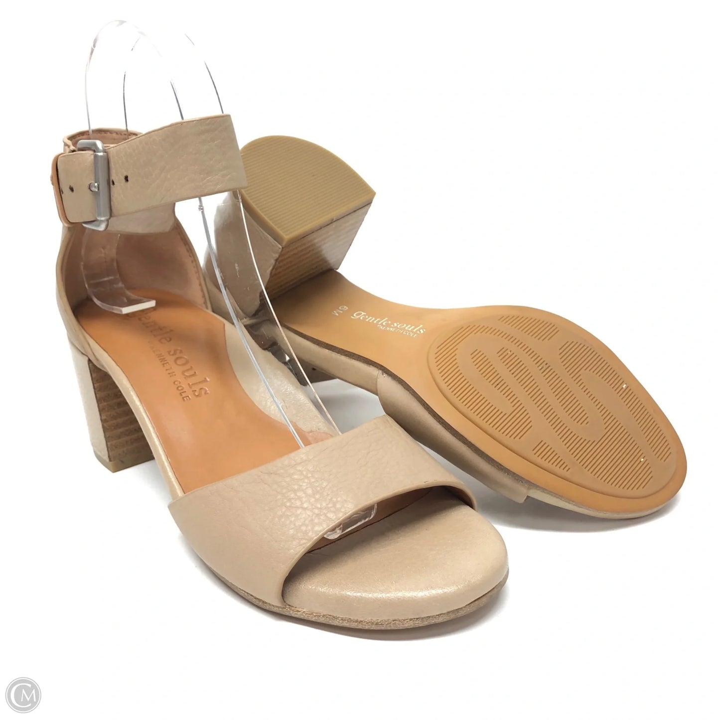 Sandals Heels Block By Gentle Souls In Taupe, Size: 6