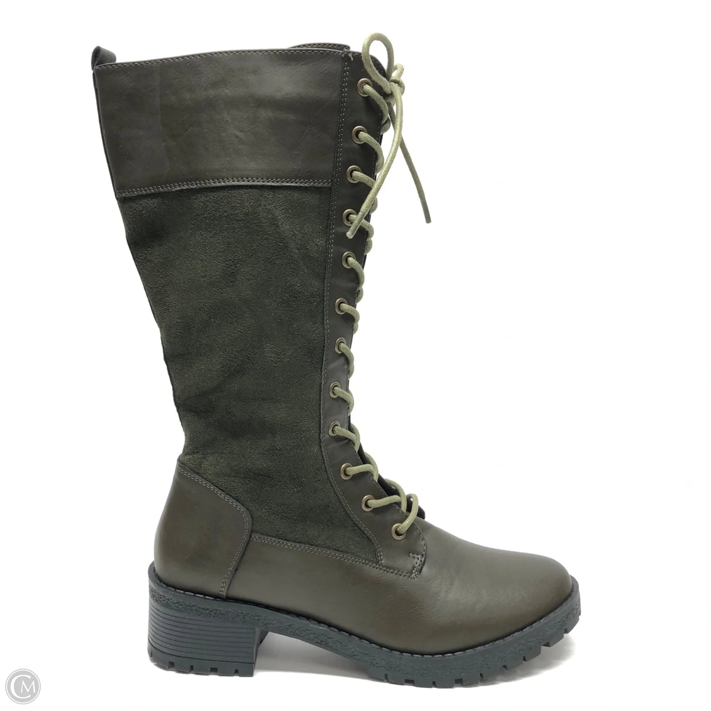 Boots Knee Heels By Clothes Mentor In Green, Size: 9.5