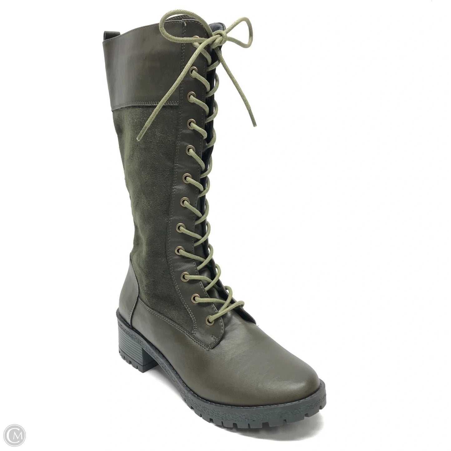 Boots Knee Heels By Clothes Mentor In Green, Size: 9.5