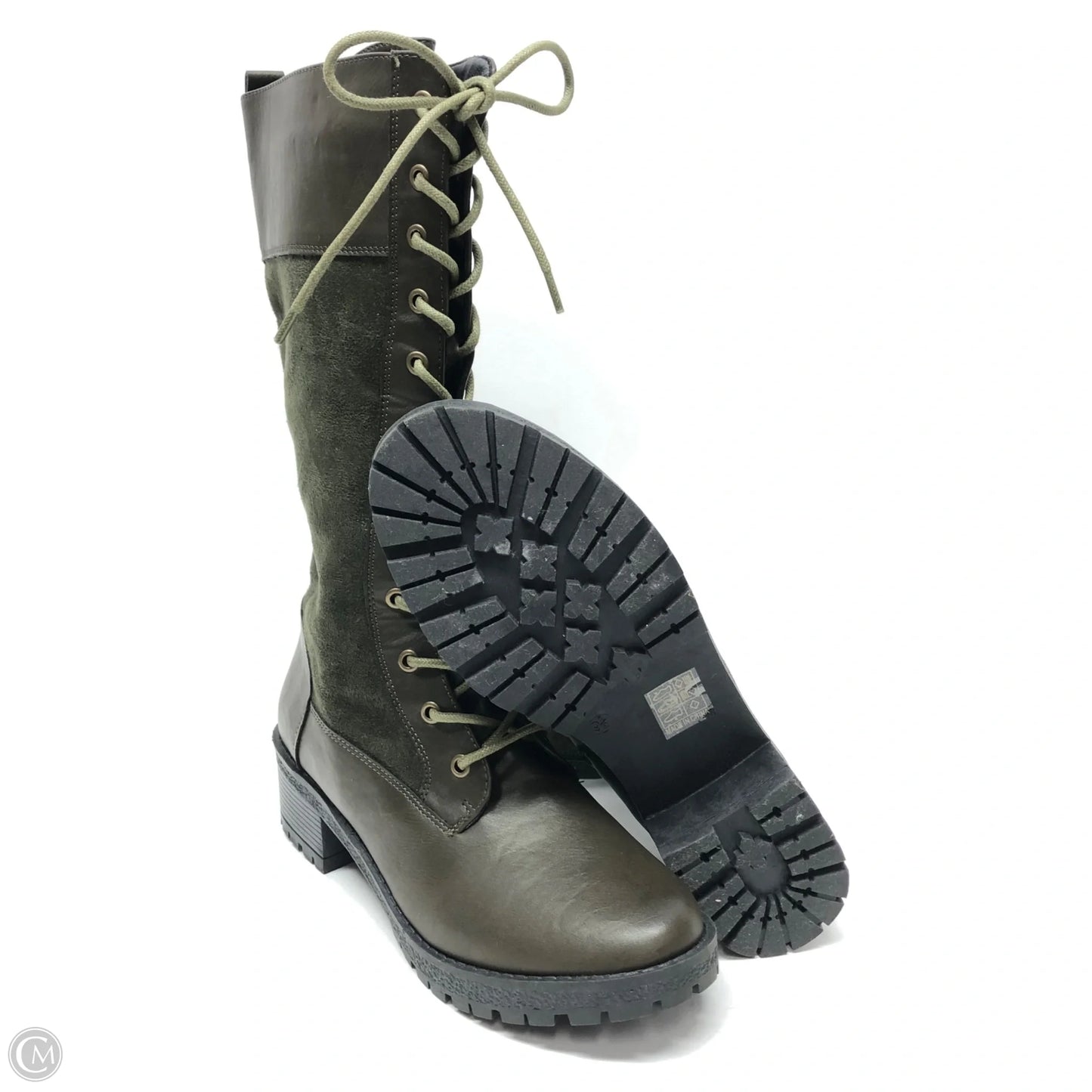 Boots Knee Heels By Clothes Mentor In Green, Size: 9.5