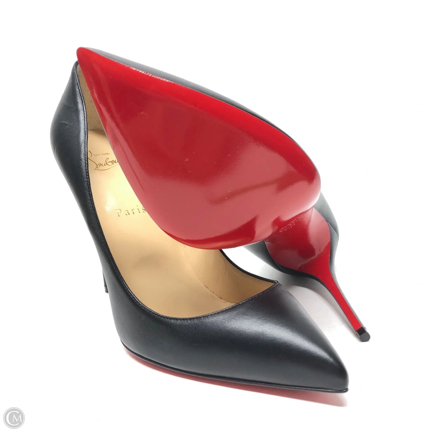 Shoes Luxury Designer By Christian Louboutin In Black & Red, Size: 10.5