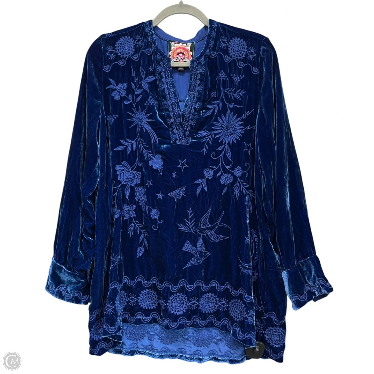 Tunic Long Sleeve By Johnny Was In Blue, Size: S