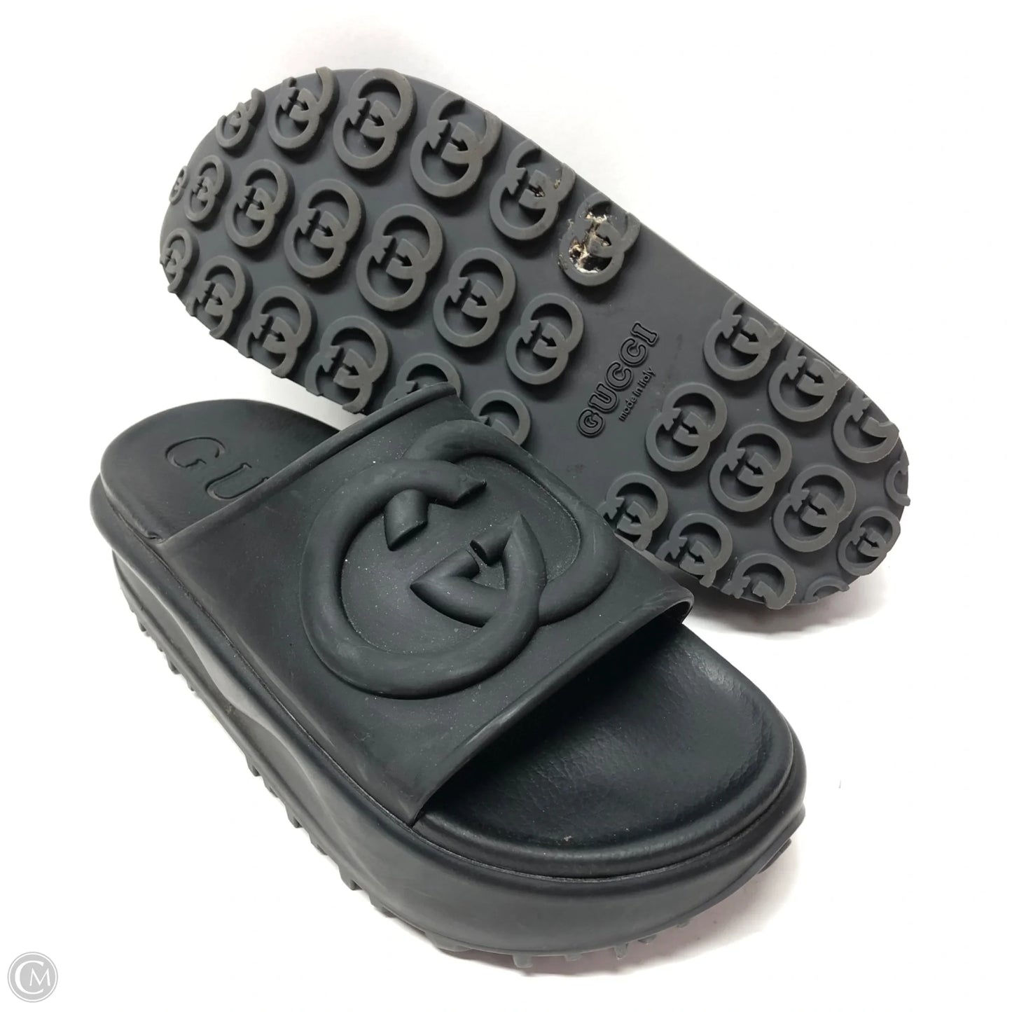 Sandals Luxury Designer By Gucci In Black, Size: 8
