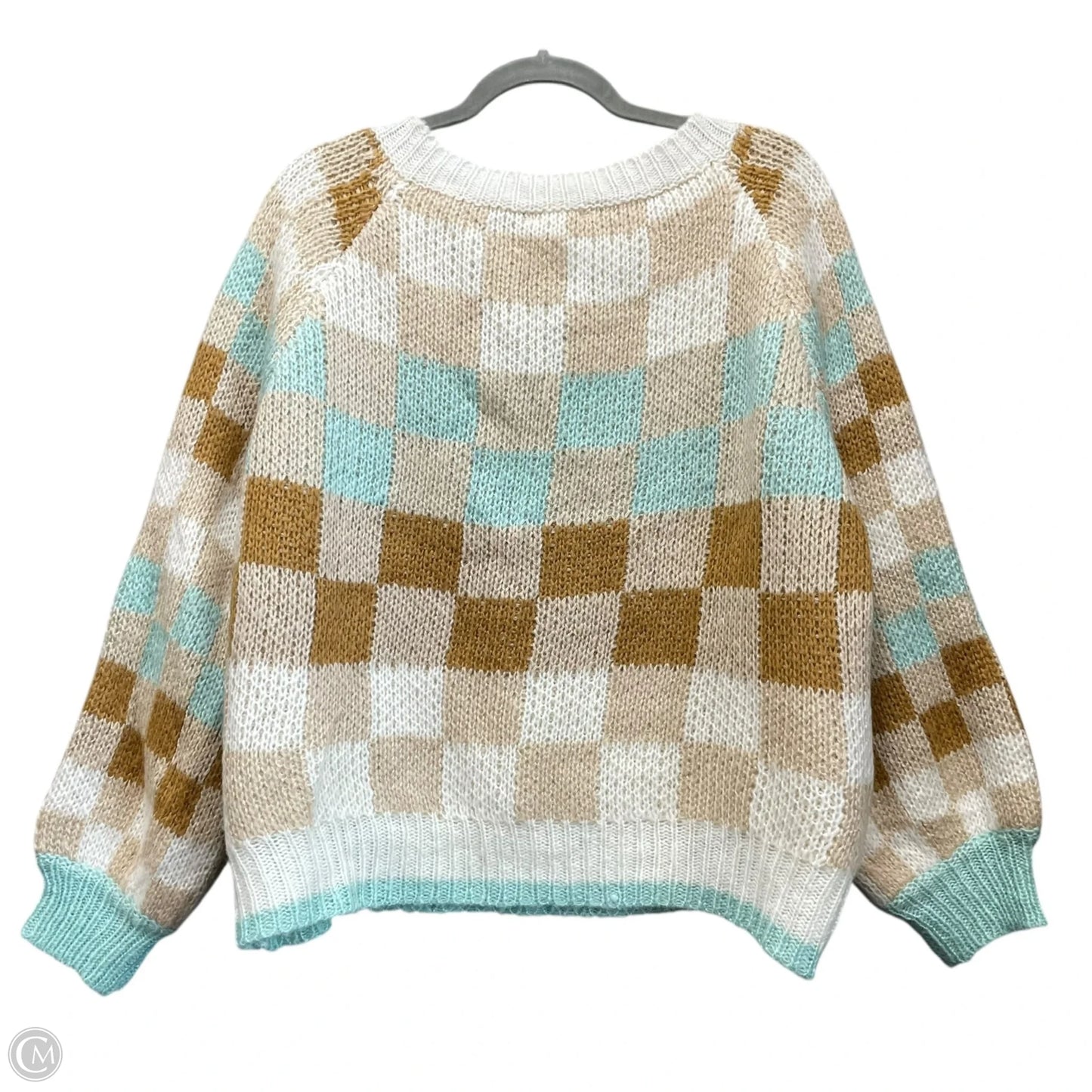 Sweater By Baevely In Blue & Cream, Size: M