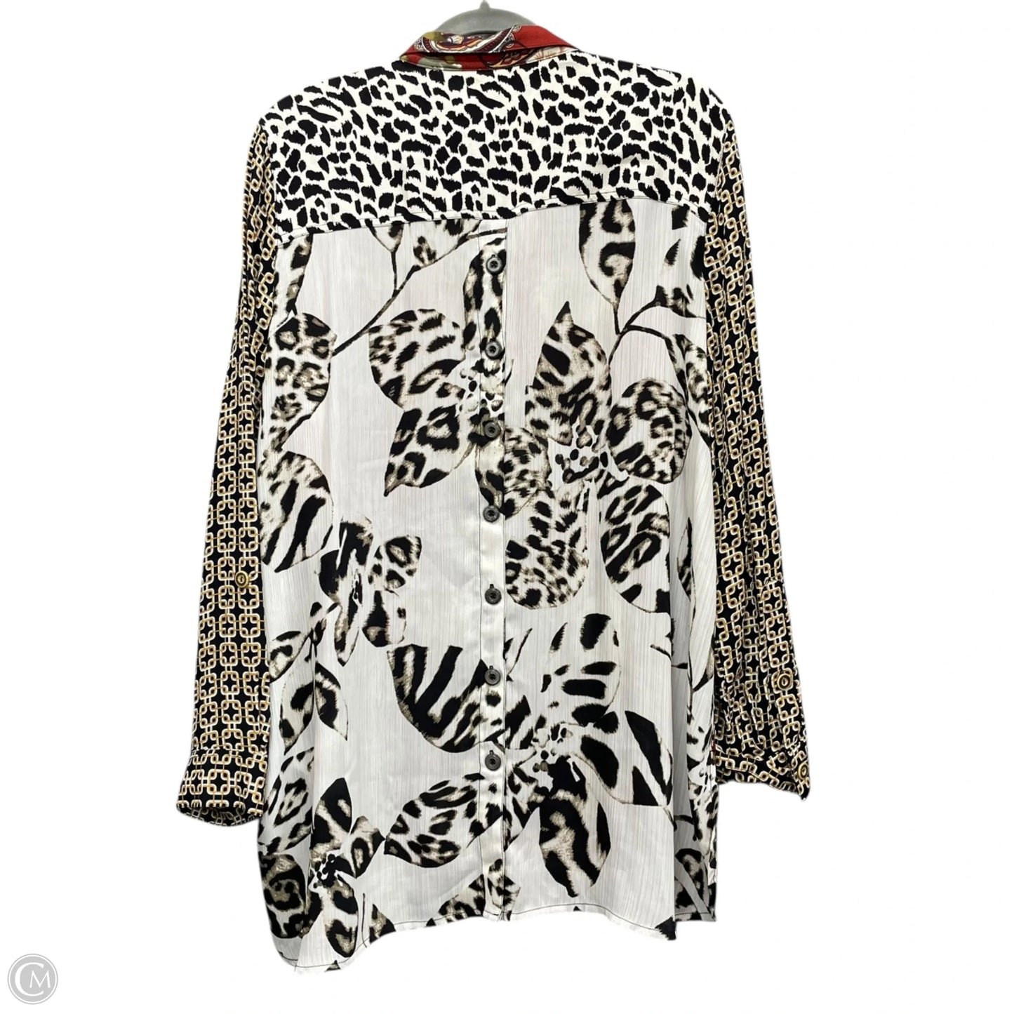 Tunic Long Sleeve By John Mark In Red & Tan, Size: M