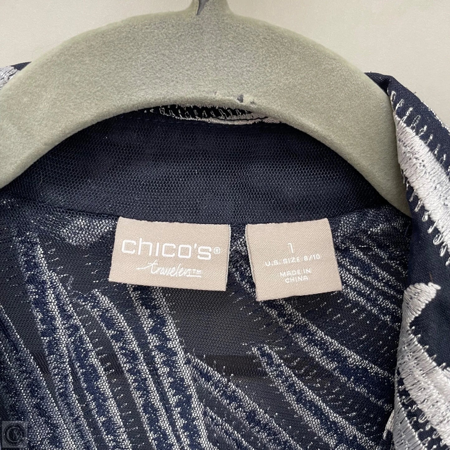 Jacket Other By Chicos In Blue & White, Size: M