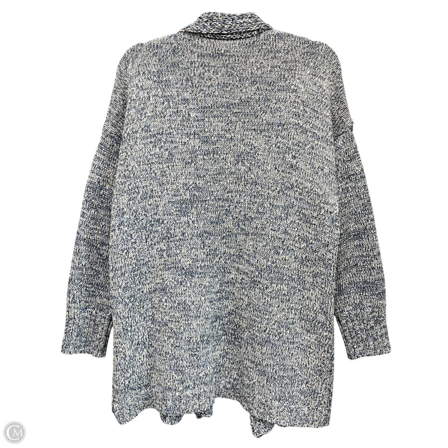 Sweater Cardigan By Chicos In Blue & White, Size: L