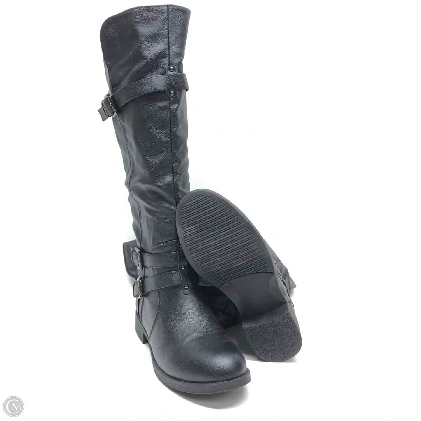 Boots Knee Flats By Clothes Mentor In Black, Size: 8