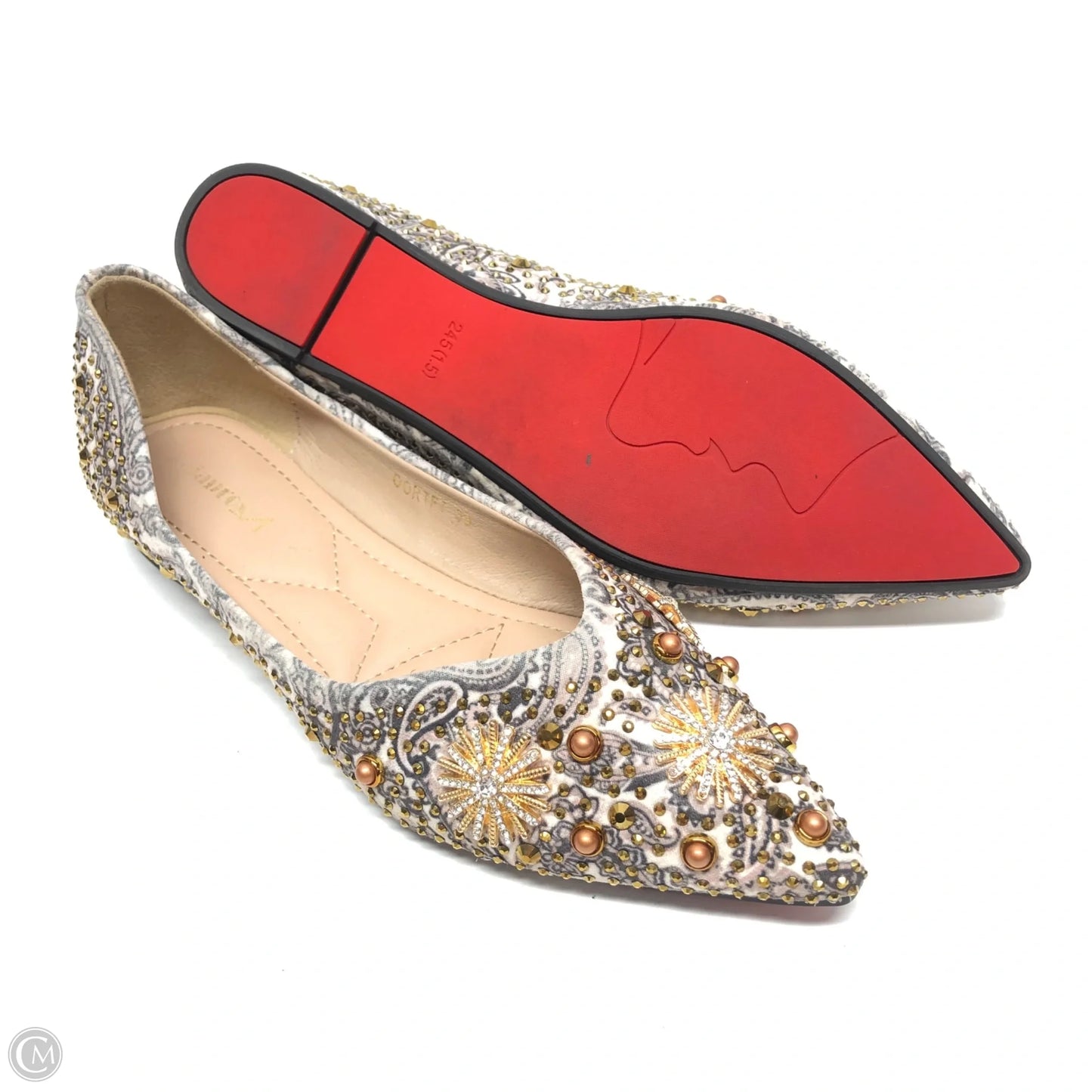 Shoes Flats By Clothes Mentor In Gold & Grey, Size: 7.5