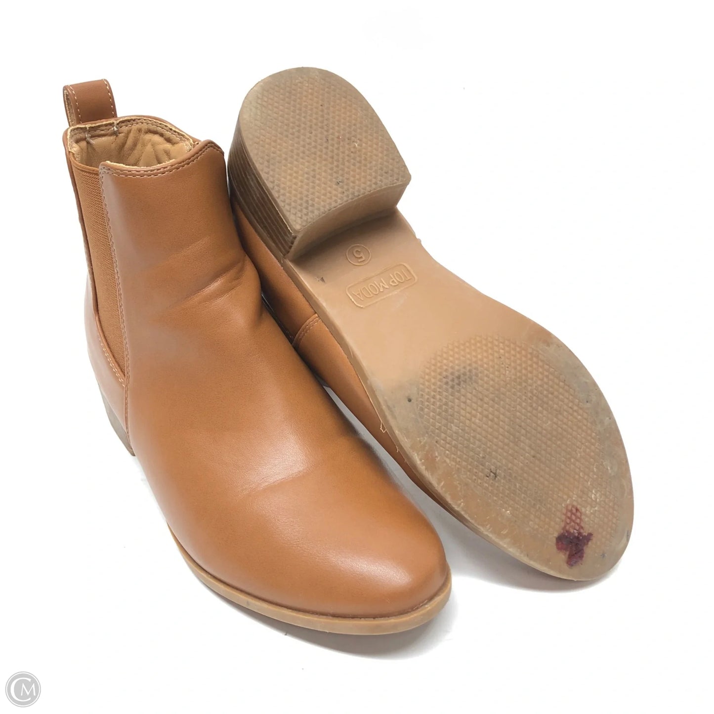 Boots Ankle Heels By Top Moda In Brown, Size: 5