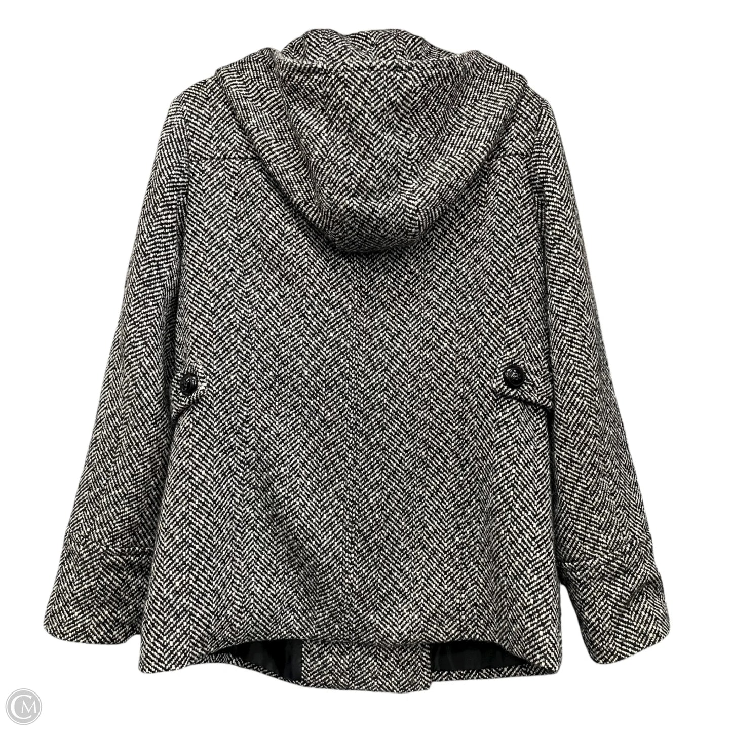 Coat Peacoat By Clothes Mentor In Black & White, Size: L