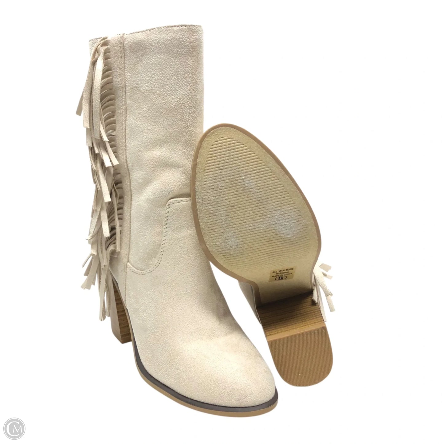 Boots Ankle Heels By Soda In Cream, Size: 8