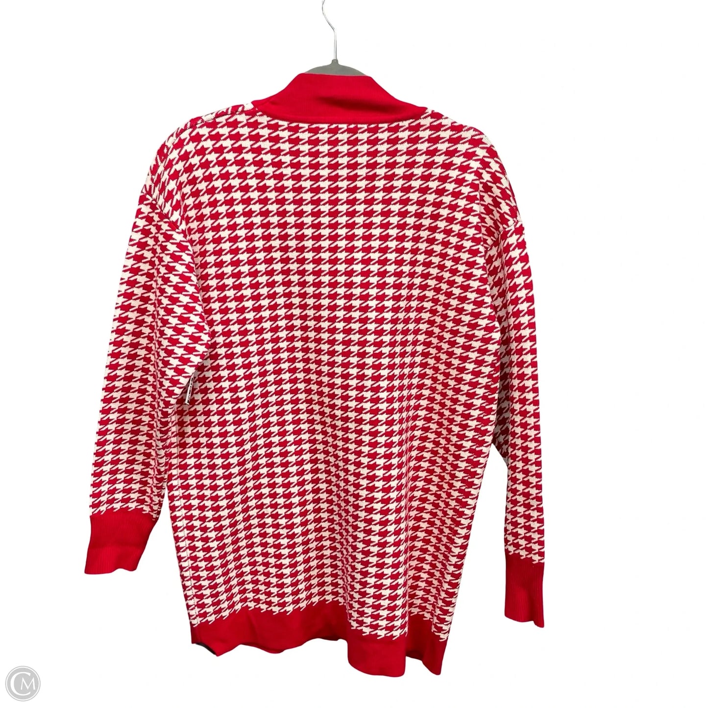 Sweater Cardigan By Clothes Mentor In Red & White, Size: M