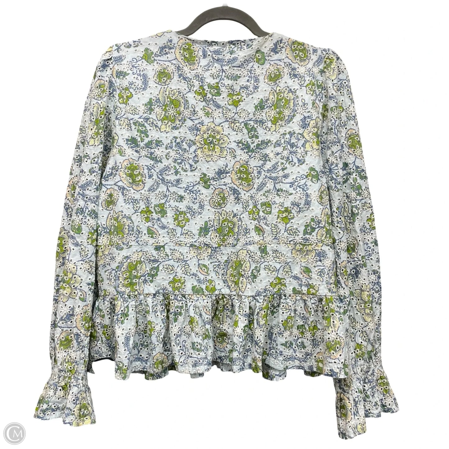 Top Long Sleeve By 7 For All Mankind In Blue & Green, Size: L