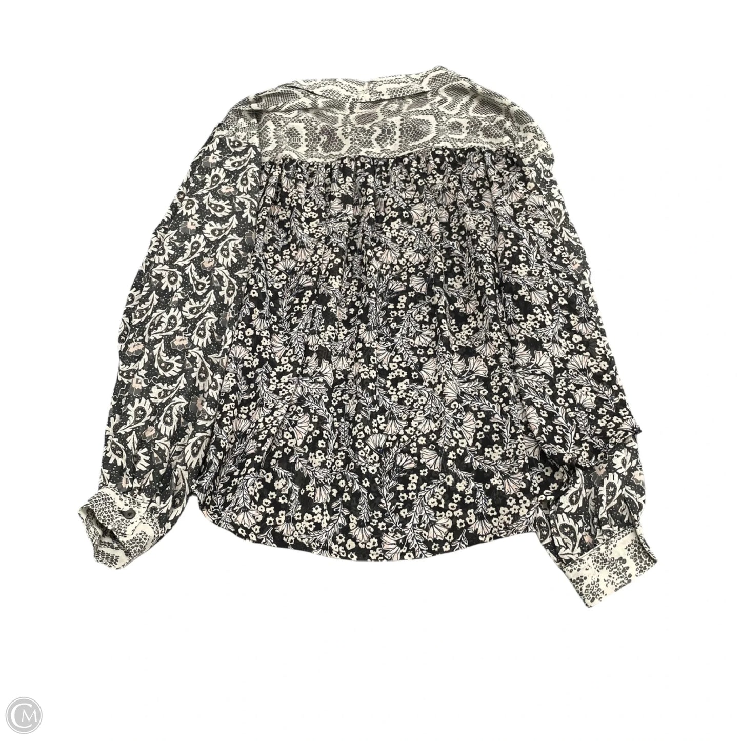 Blouse Long Sleeve By Free People In Black & White, Size: Xs