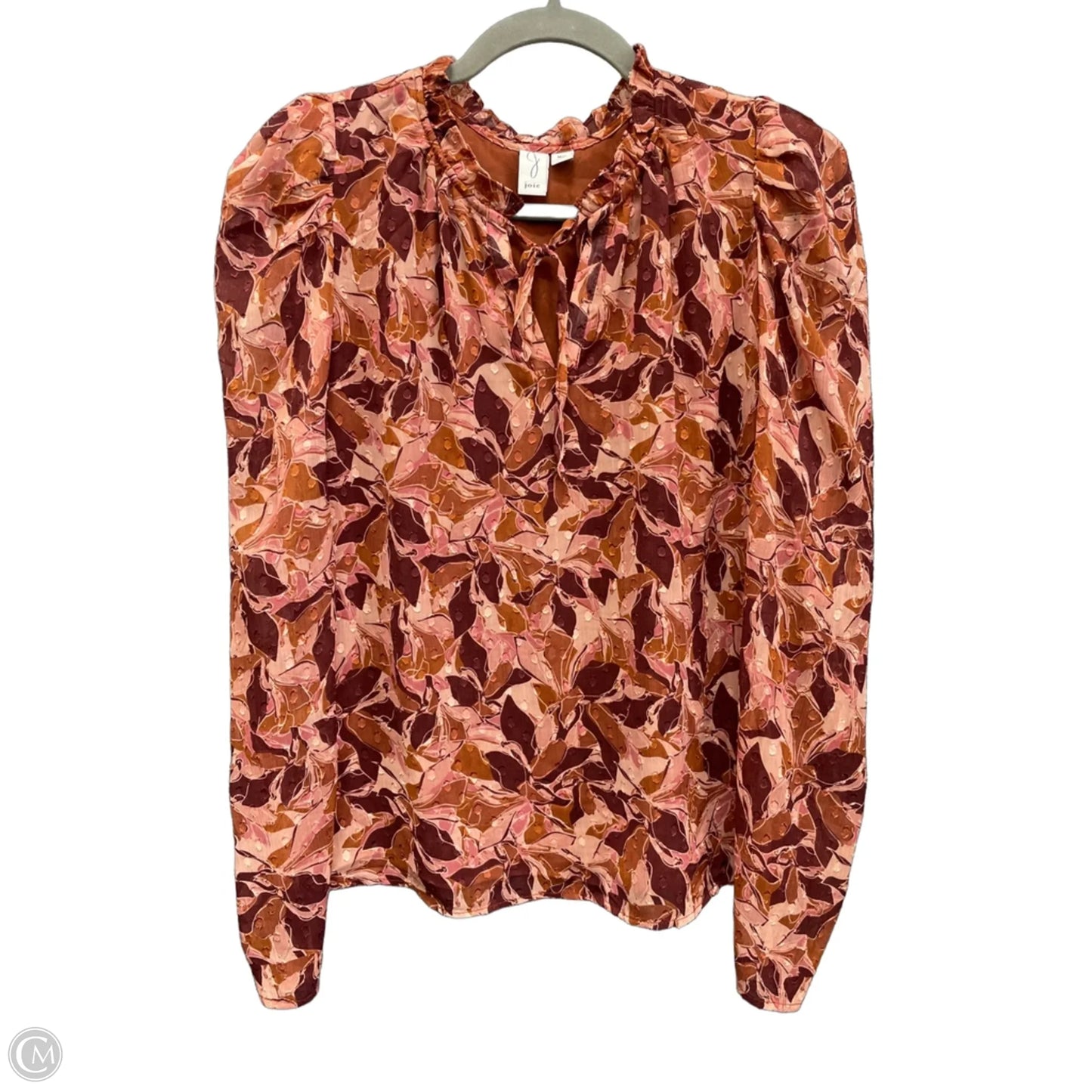 Blouse Long Sleeve By Joie In Orange & Purple, Size: M