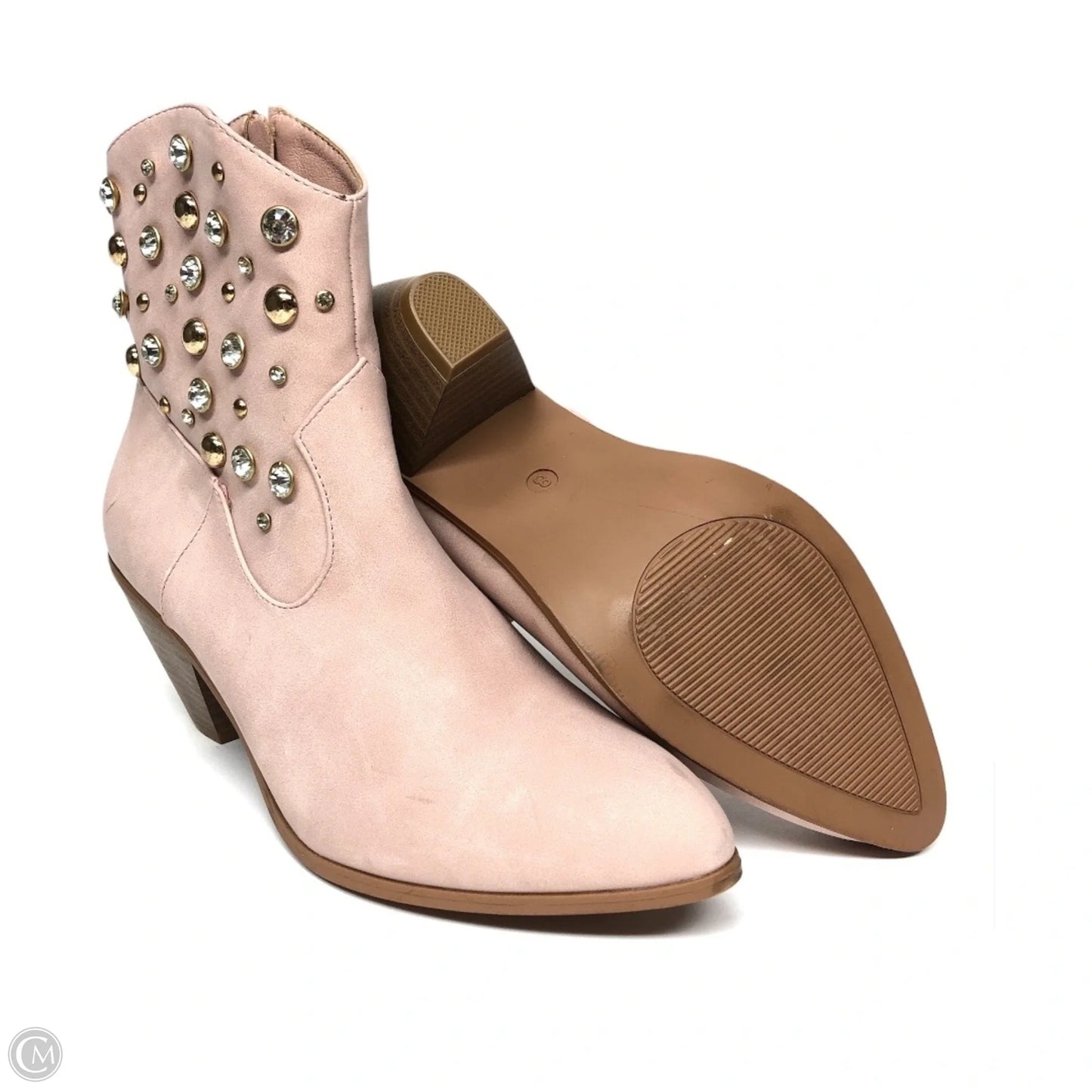 Boots Ankle Heels By Cato In Pink, Size: 8