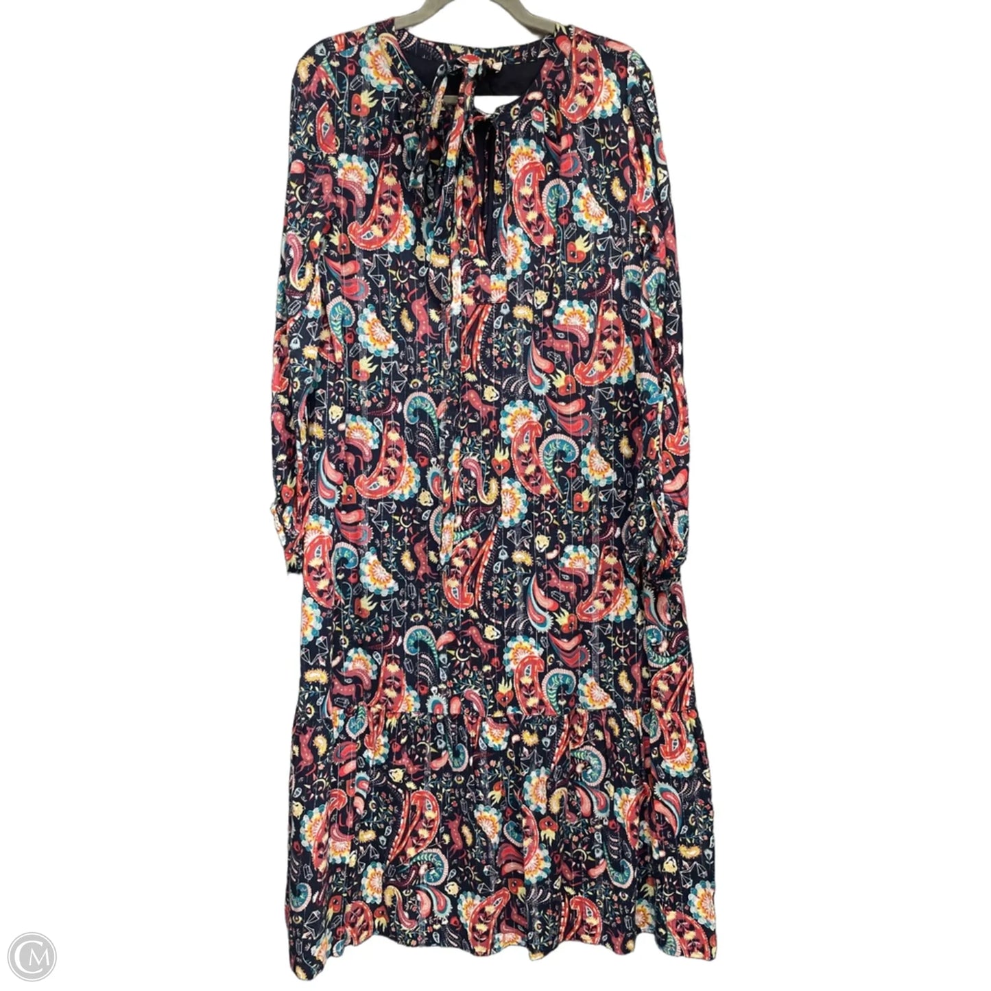 Dress Casual Midi By Loft In Blue & Red, Size: M