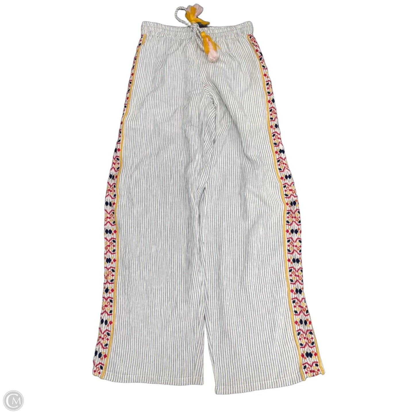 Pants Wide Leg By Thml In White & Yellow, Size: Xs