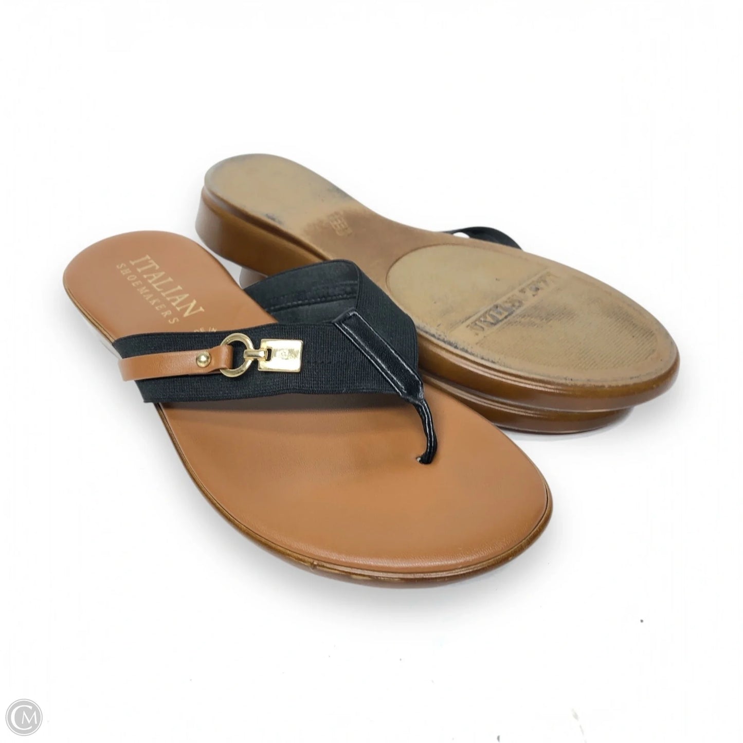 Sandals Flats By Italian Shoemakers In Black & Brown, Size: 7.5