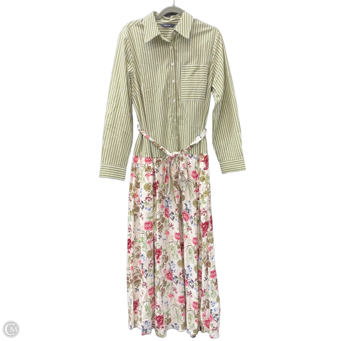 Dress Casual Maxi By Cmc In Green & White, Size: M