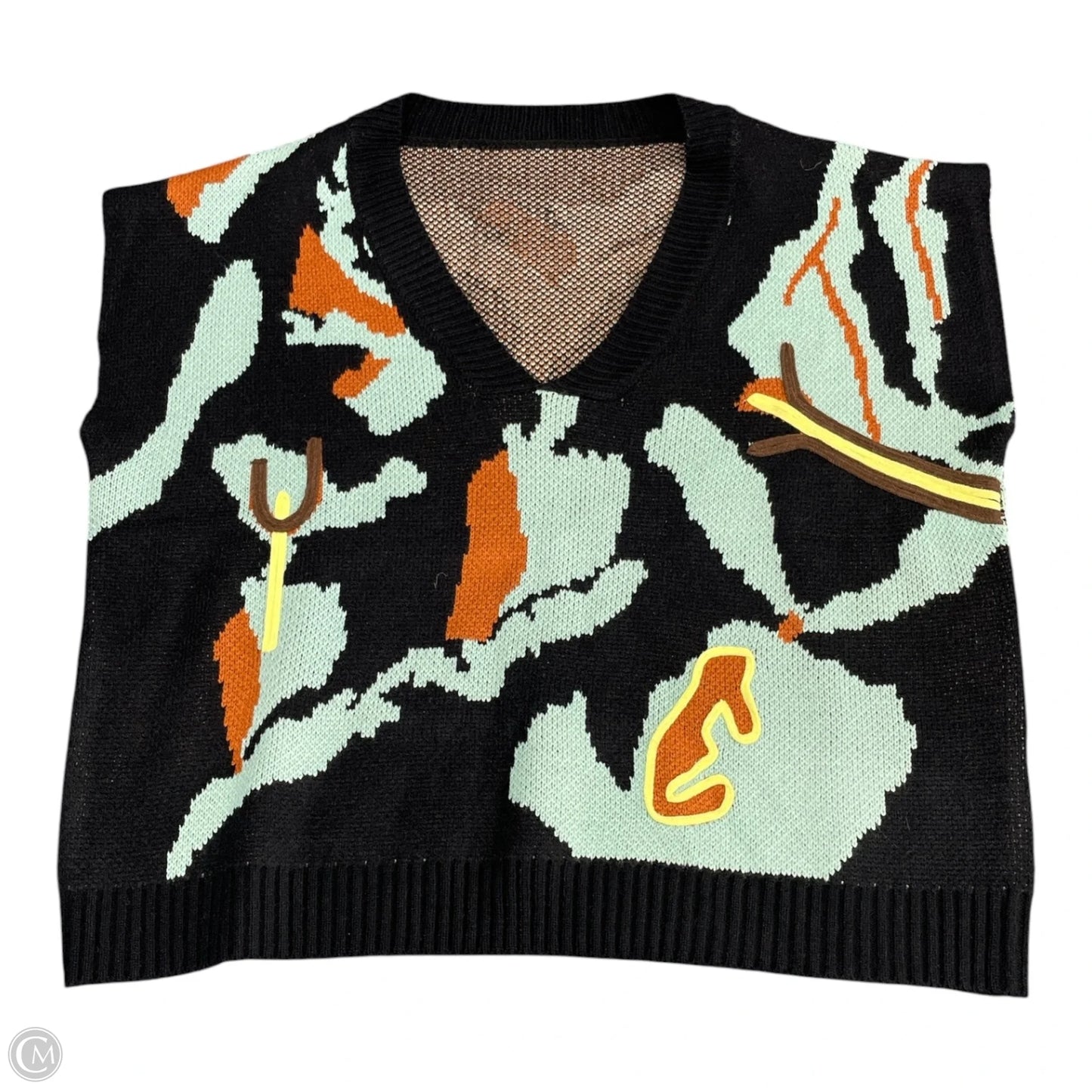 Vest Sweater By Shein In Black & Blue, Size: 12