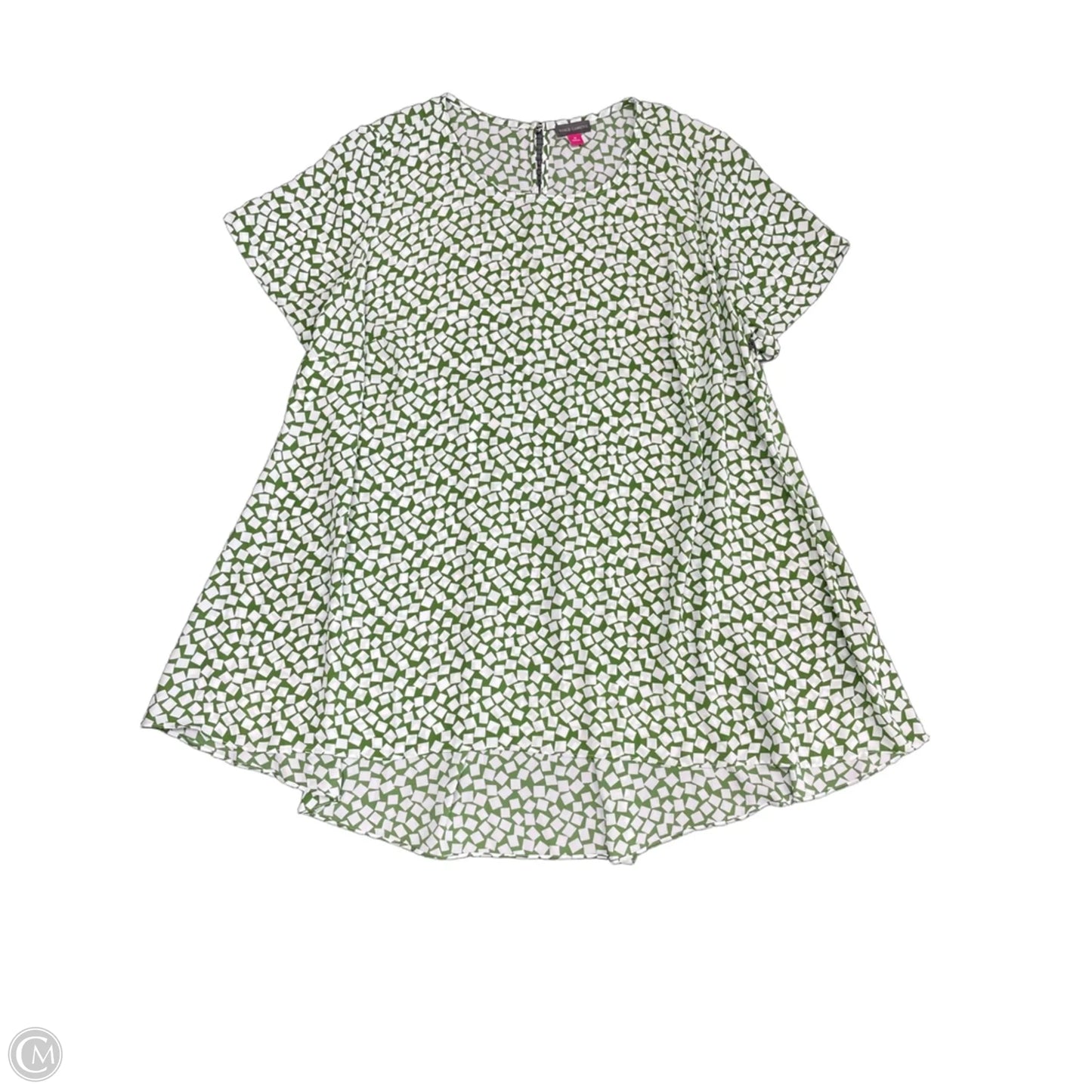 Tunic Short Sleeve By Vince Camuto In Green & White, Size: 1x