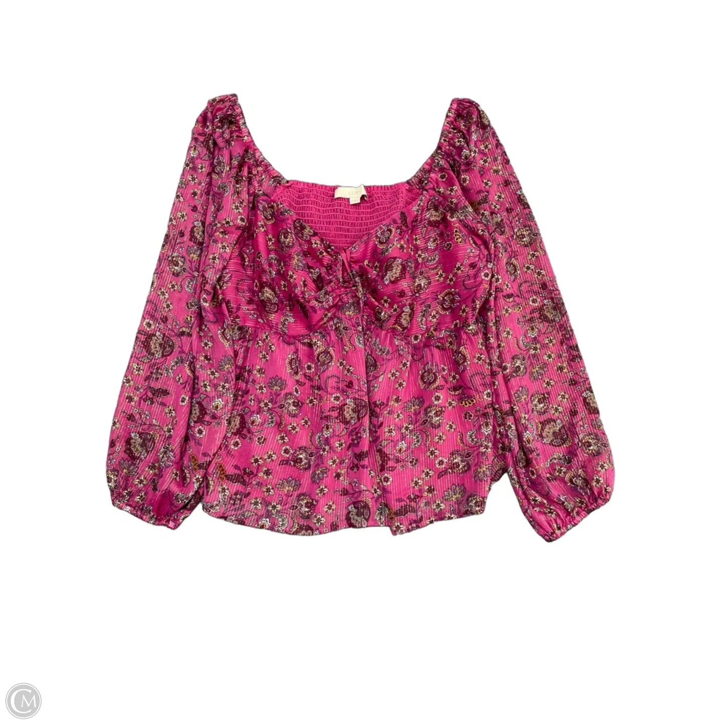 Blouse Long Sleeve By Loft In Purple, Size: 18