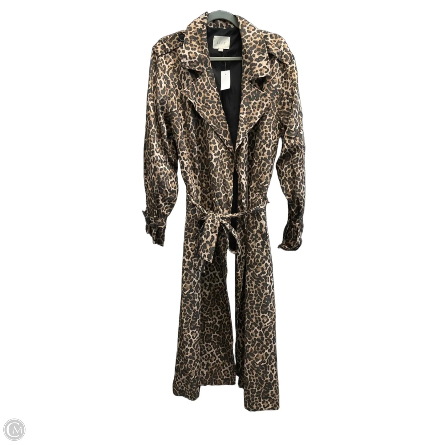Coat Trench Coat By Loft In Animal Print, Size: L