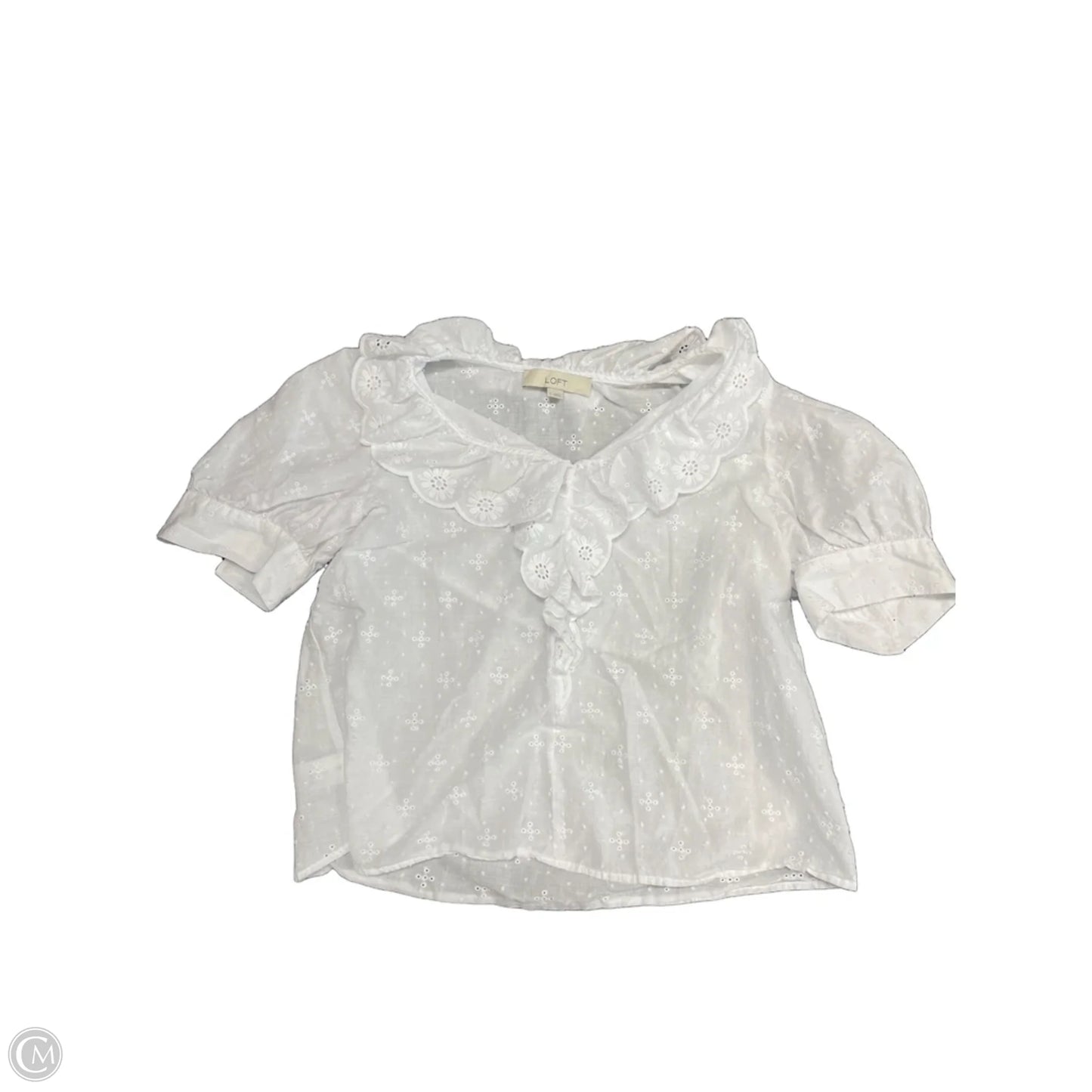 Top Short Sleeve By Loft In White, Size: S